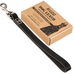 Leatherberg® 12" Short Leather Leash ( Black )